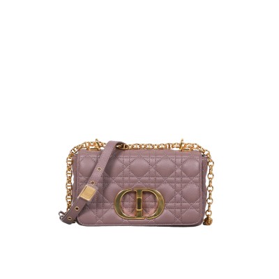 Small Caro Bag Supple Cannage Calfskin Peony
