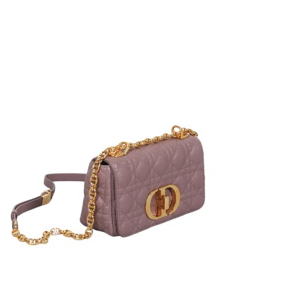 Small Caro Bag Supple Cannage Calfskin Peony