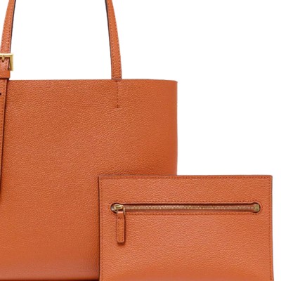 Himmel Mini Shopper in Embossed Logo Leather Cognac