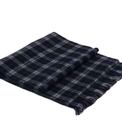 Reversible Check Wool Blend Scarf Indigo