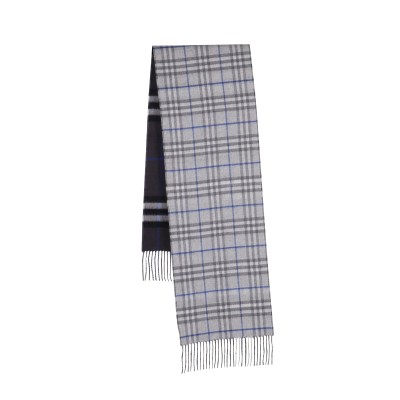 Reversible Contrast Check Cashmere Scarf Grey/Off Black