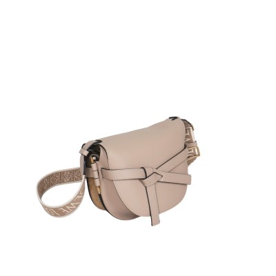 Small Gate Dual Bag in Soft Calfskin and Jacquard Sand