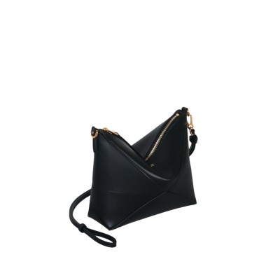 Puzzle Fold Pouch in Shiny Nappa Calfskin Black