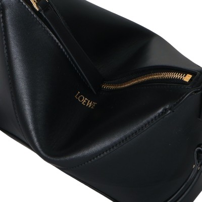 Puzzle Fold Pouch in Shiny Nappa Calfskin Black