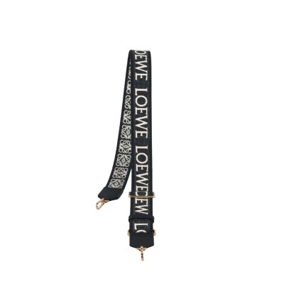 Anagram Strap in Jacquard and Calfskin Black Gold