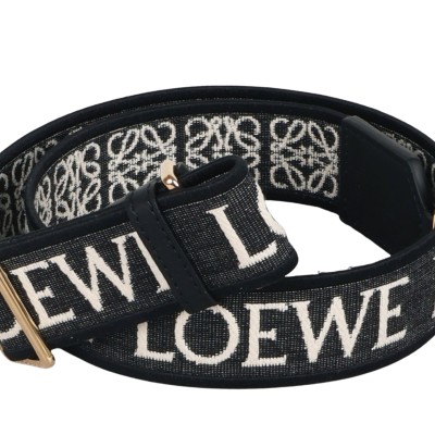 Anagram Strap in Jacquard and Calfskin Black Gold