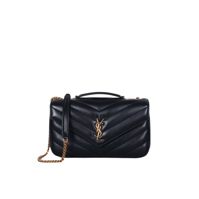 Loulou Medium in Matelasse Lambskin Black