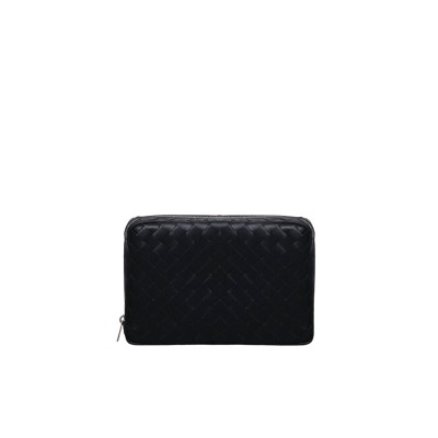 Intrecciato Large Zipped Organizing Pouch Black