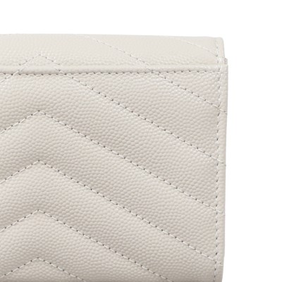 Small Envelope Cassandre Wallet in Blanc Grained Leather ghw