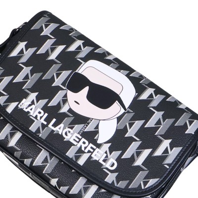 K/Ikonik 2.0 Flap Shoulder Bag Monogram Black White