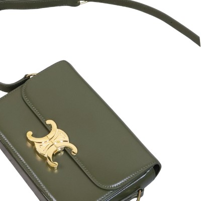 Teen Triomphe Bag In Shiny Calfskin Khaki
