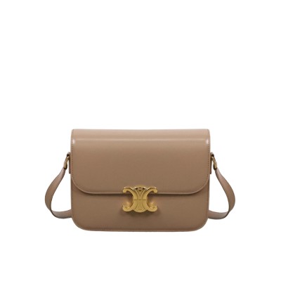 Classique Triomphe Bag in Shiny Calfskin Smoked Brown