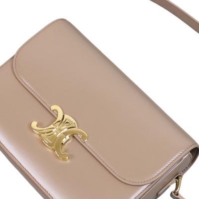 Classique Triomphe Bag in Shiny Calfskin Smoked Brown