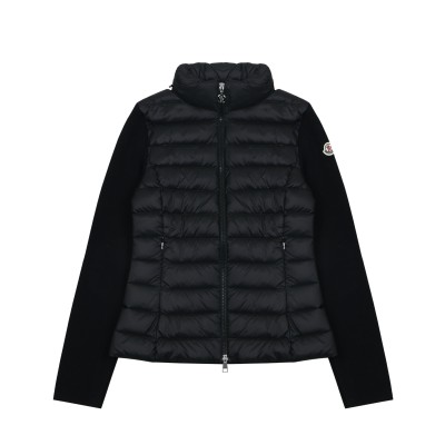 Padded Wool Zip-Up Cardigan Black