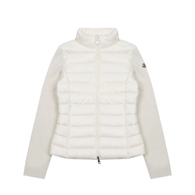 Padded Wool Zip-Up Cardigan Ivory