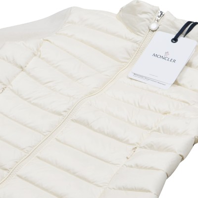 Padded Wool Zip-Up Cardigan White